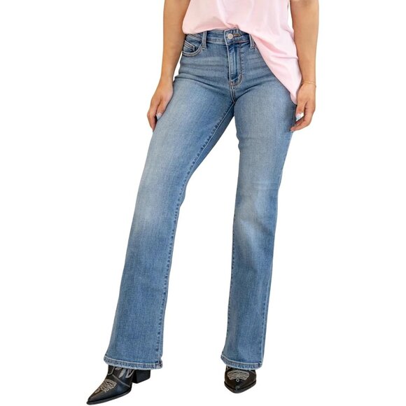 Women's Mid Rise Vintage Bootcut Jeans Medium Blue 15 Durable Comfortable - Picture 2 of 6